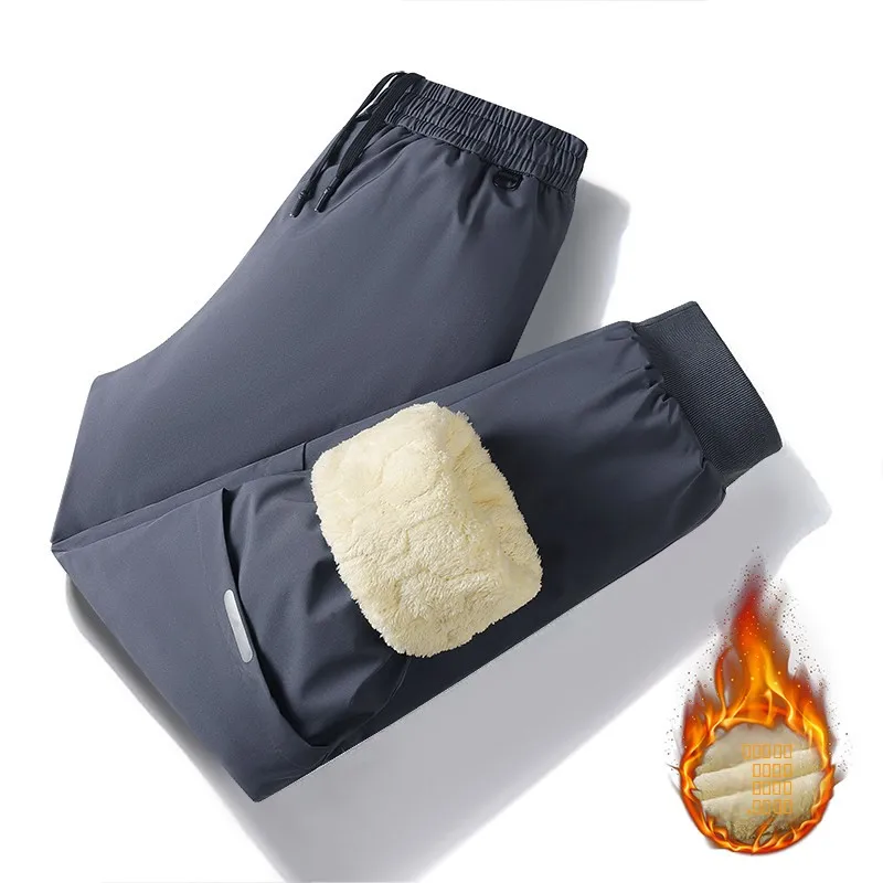 

Мужские зимние утепленные брюки из овечьего вельвета, теплые, снегостойкие, свободного кроя, длинные, хлопковые, повседневные, городской стиль, модные