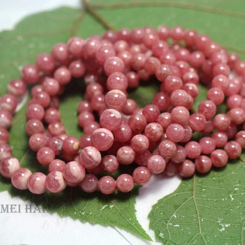 Meihan wholesale AAA Natural Argentina Rhodochrosite smooth round  loose beads for jewelry making diy gift