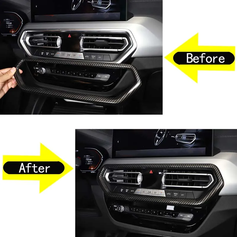 For 20022 BMW X3 X4 G01 G02 ABS carbon fiber car central control air outlet frame decorative cover sticker interior accessories