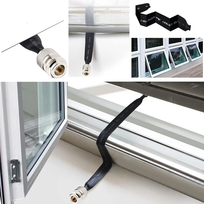 B92B-SO239 UHF Female To UHF Female 2PCS Flat Coaxial Cable 50 Ohm Door/Window Pass Through Pigtail