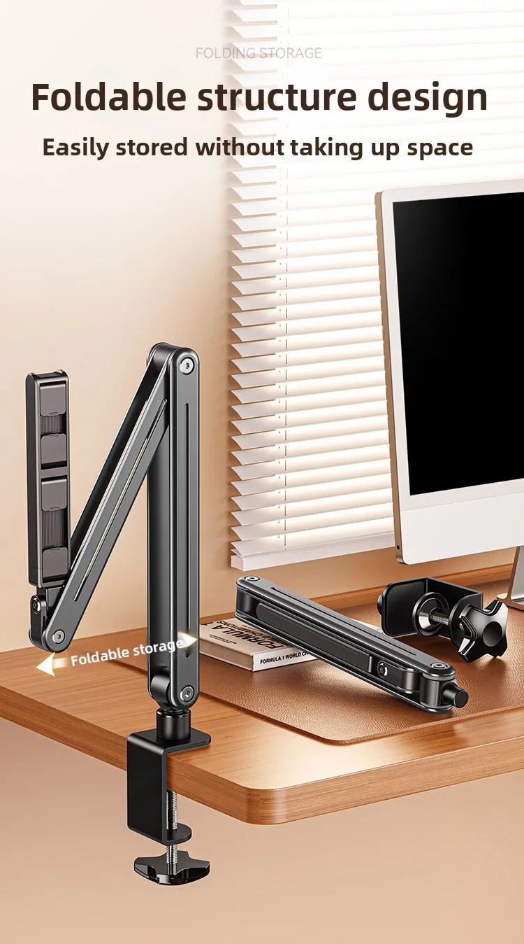 Faltbarer Aluminium-Legierung Tischständer 360° ° Drehbarer Halter für Handy und Tablet, Live-Streaming, Videoaufnahmen, Overhead-Aufnahmen – Detail 8