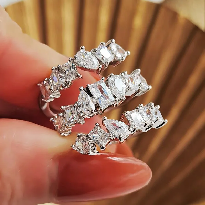 Irregular Rings for Women Fashionable Unique Three-layer Finger Accessories Graceful Chic Gentle Wedding Band Jewelry