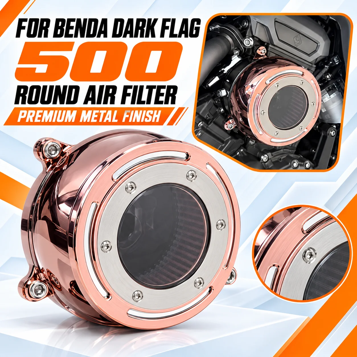Motorcycle Left Right Transparent Air Cleaner for BENDA Dark Flag 500 Napoleon bob 500 ChinchiIIa 500, External Intake Parts