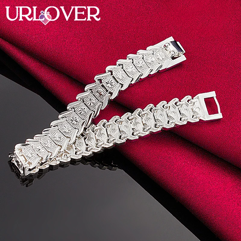 URLOVER 925 Sterling Silver 24K Gold Bracelet For Woman Watch Strap Chain Bracelets Lady Party Birthday Wedding Fashion Jewelry