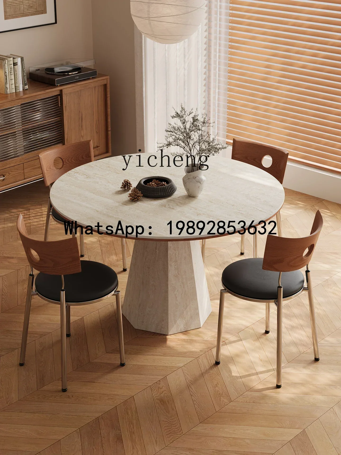 

X7 Stone Rock Plate Dining Table Home Small Apartment Living Room Dining Table Medieval Style 1m Rock Plate Round Table