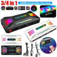 COOLMOON ARGB Controller 12V 5A 3/4Pin ARGB Cooling Fan Smart Remote Control PC Computer Case Cooling Chassis Silent Fan Hub