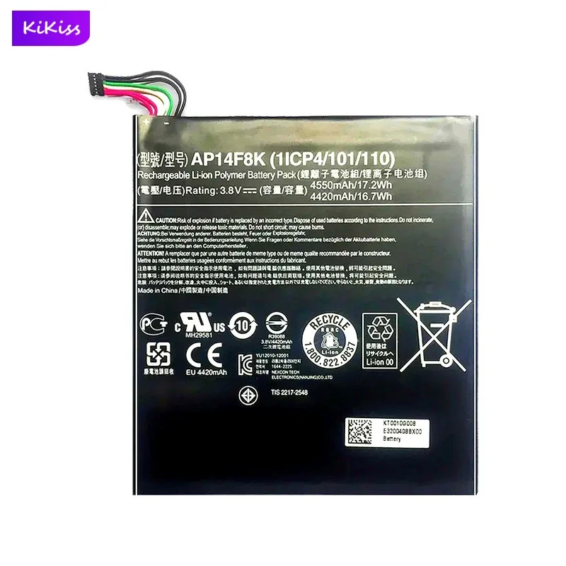 AP14F8K Tablet Battery For Acer Iconia Tab A1-850 B1-810 B1-820 B1-830 W1-810 4550mAh Real Capacity