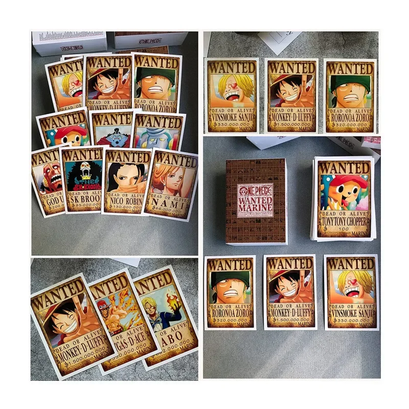 100pcs/set All Series One Piece Anime Manga Peripheral Home Decor Postcard Greeting Card Poster Wanted Decorative Paintings