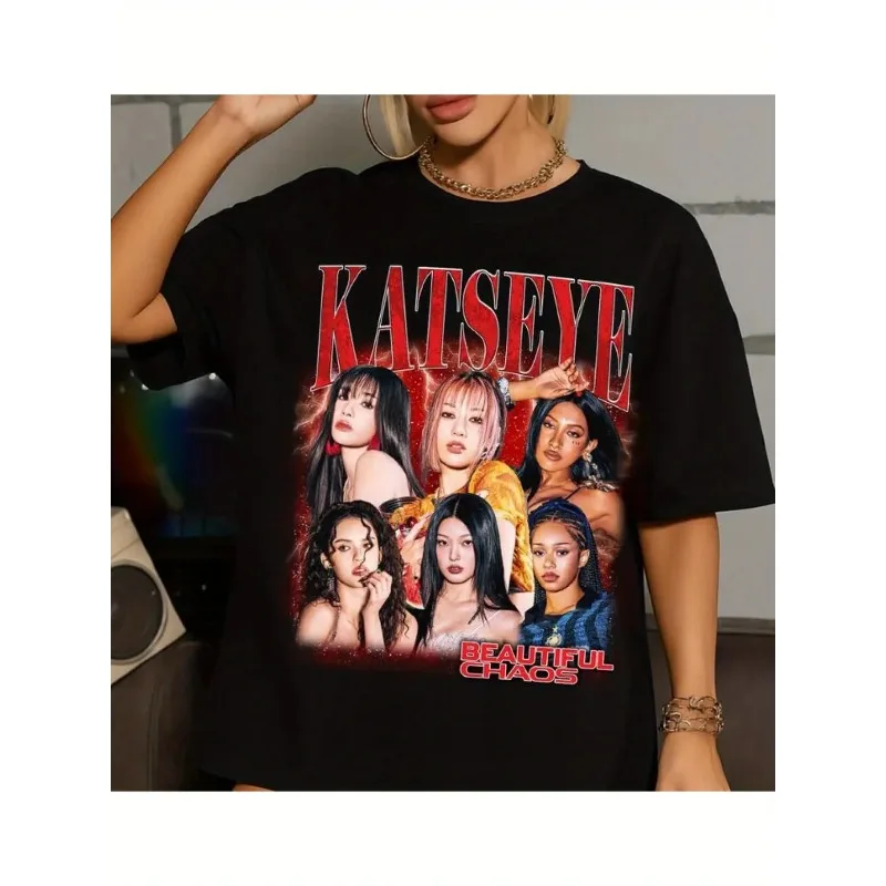 KATSEYE Gabriella Camiseta retro para hombre y mujer Eyekon Kpop adecuada para SophiaManonLaraDanielaMegan y Yoonchaet, etc.