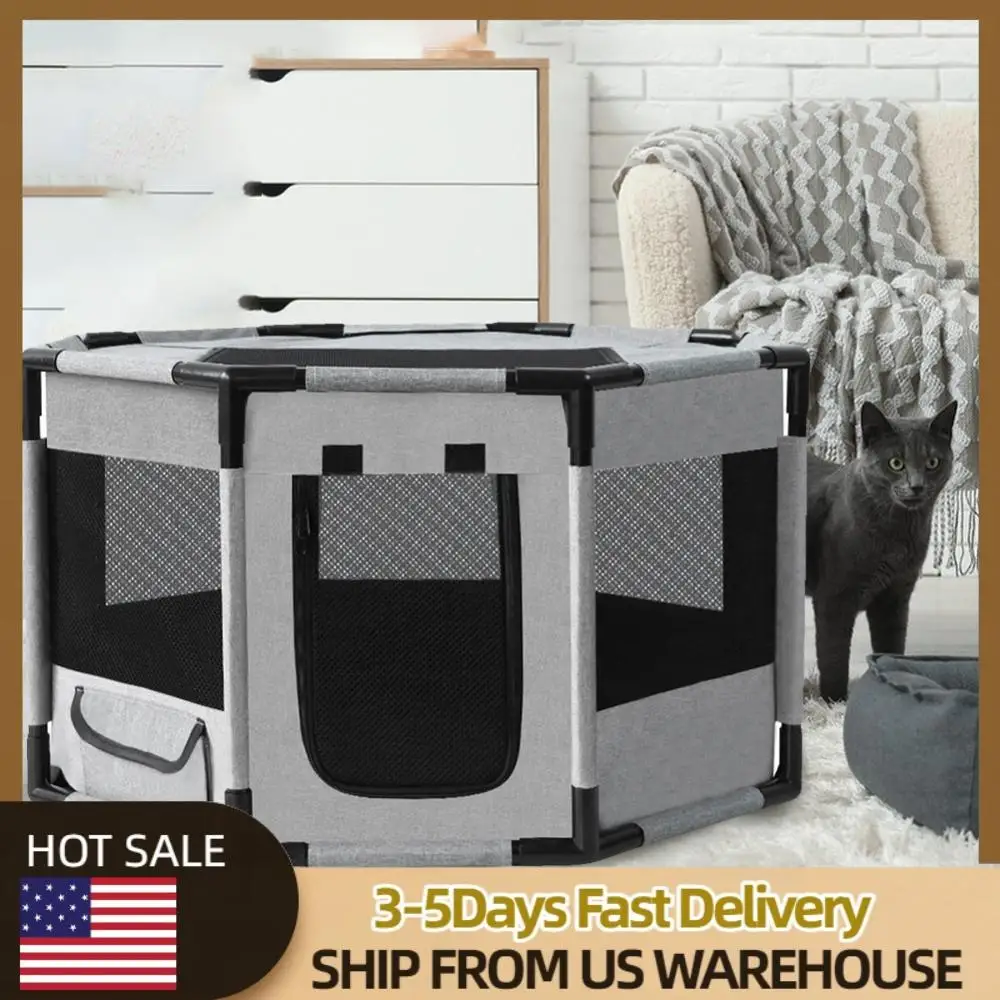 

Pet Fence with PVC Pipe Oxford Fabric Octagon Breathable Mesh Dog Crate Waterproof Large Cat/Dog Fences for Cats Rabbits Dogs