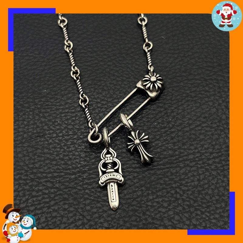 High-end Cross Necklace Retro Pin Sword Pendant Old Fashion Men and Women Couples Classic