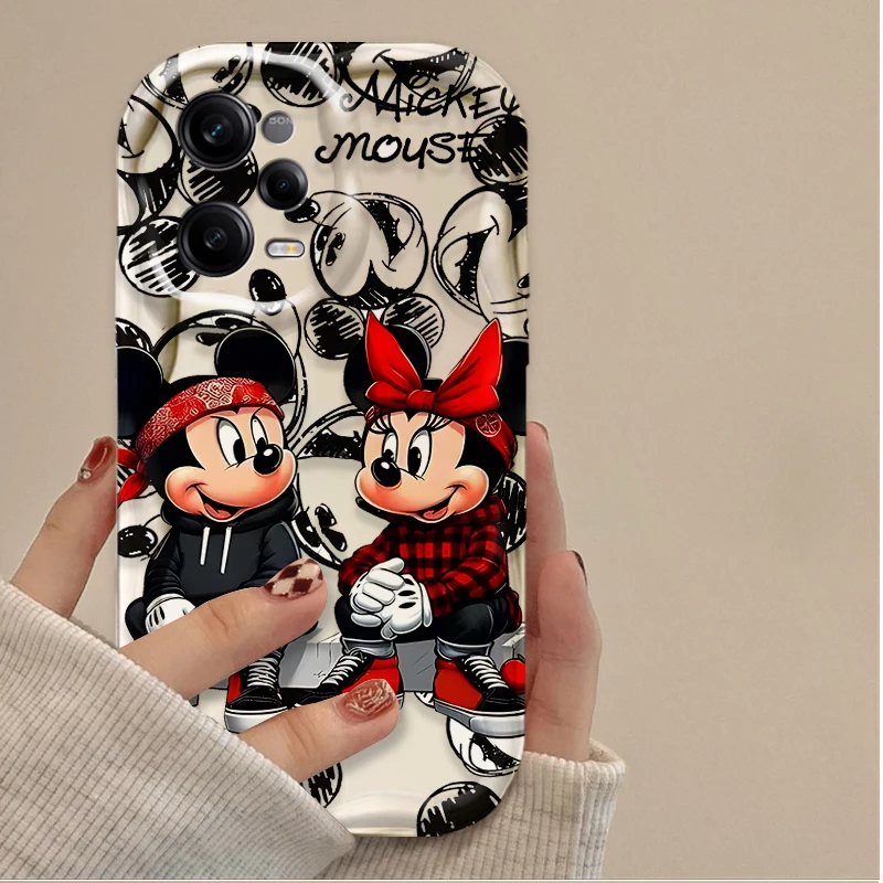 Disneys Mickeys Minnies Mouse 3D Wave Case For Xiaomi Mi 14 12 12T 11 Lite Poco M6 X6 X5 X4 F4 M3 Pro 4G 5G Soft Silicone Cover