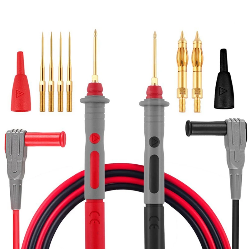 Multimeter Test Extension Cord Probes Needle Lead Set  Threaded Interface Replaceable Probe With Crocodiles PROBE