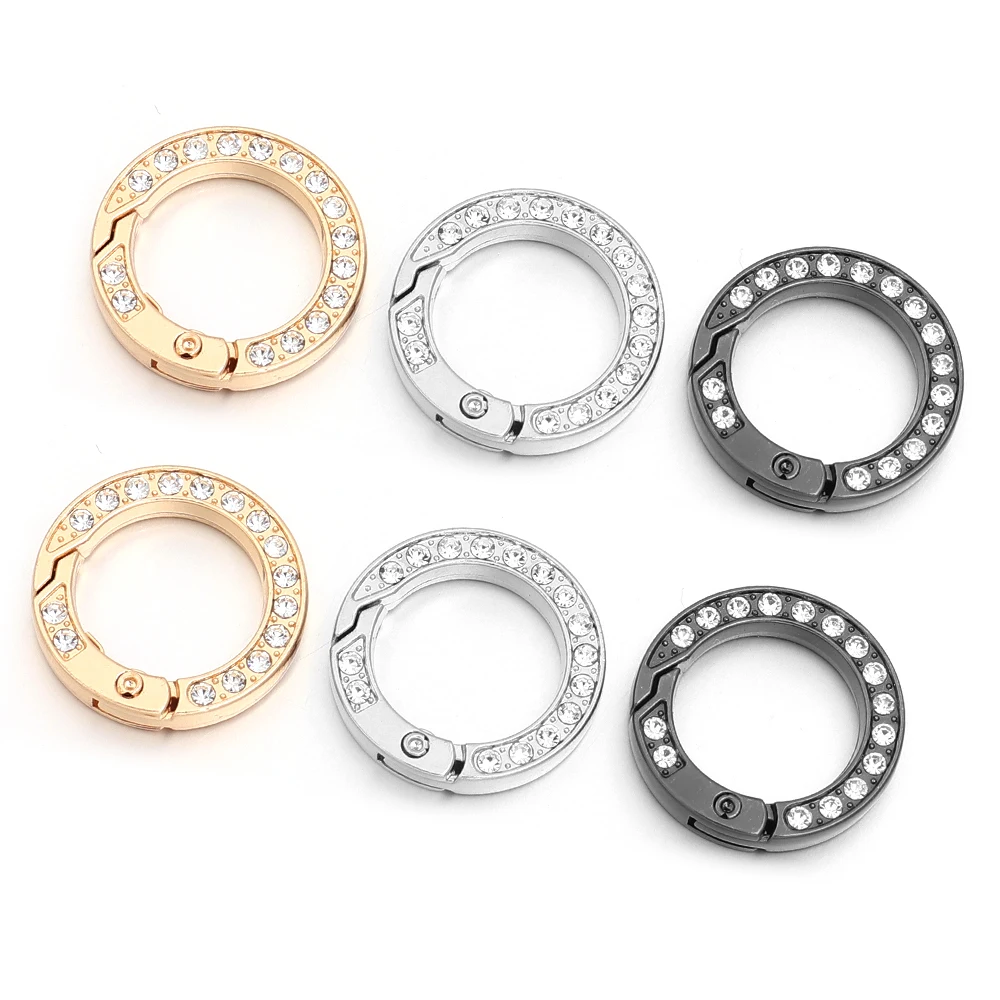 5 Stück/Set Strass-Federhaken O-Ringe Runde Haken Karabiner für DIY Schlüsselanhänger Handtasche Geldbörse Auto-Schlüsselanhänger Schmuckherstellung – Detail 4