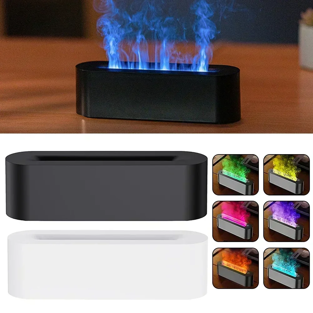 Simulated Flame Humidifier 3D Colorful Atmosphere Light Aromatherapy Diffuser Flame Air Humidifier Ultrasonics Freshening Spray