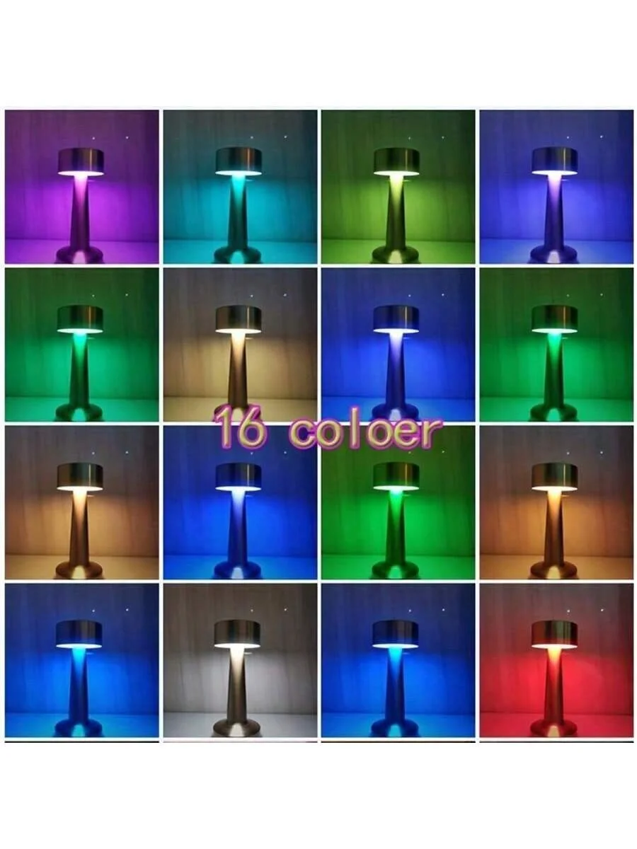 1pc LED Golden Dumbbell Table Lamp - Modern Bedside Night Light with USB Charging, RGB 16 - Color Remote Control