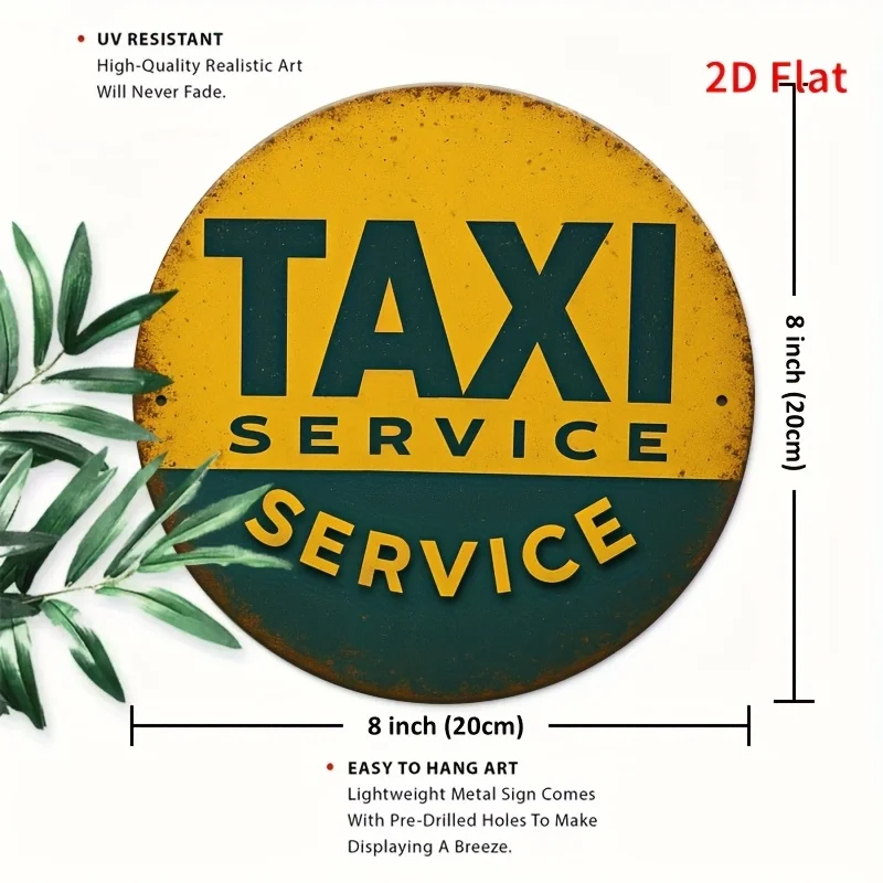 TAXI SERVICE Tin Sign 8x8 Inch Retro Aluminum Wall Art Vintage Plaque Home Decor