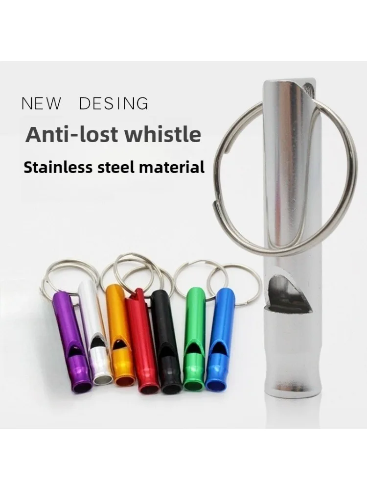 Porte-clés sifflet en aluminium, 1 pièce, sifflet de survie en métal, entraînement en plein air pour chien, sifflet ondulé sonore coloré à haute fréquence