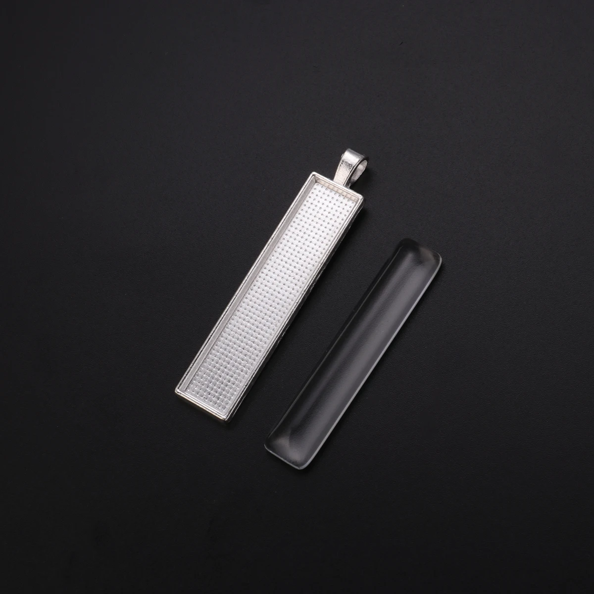 

10 PCS Tray Time Gem Patch Silver Charms for Jewelry Making Vintage Alloy Pendant Trays