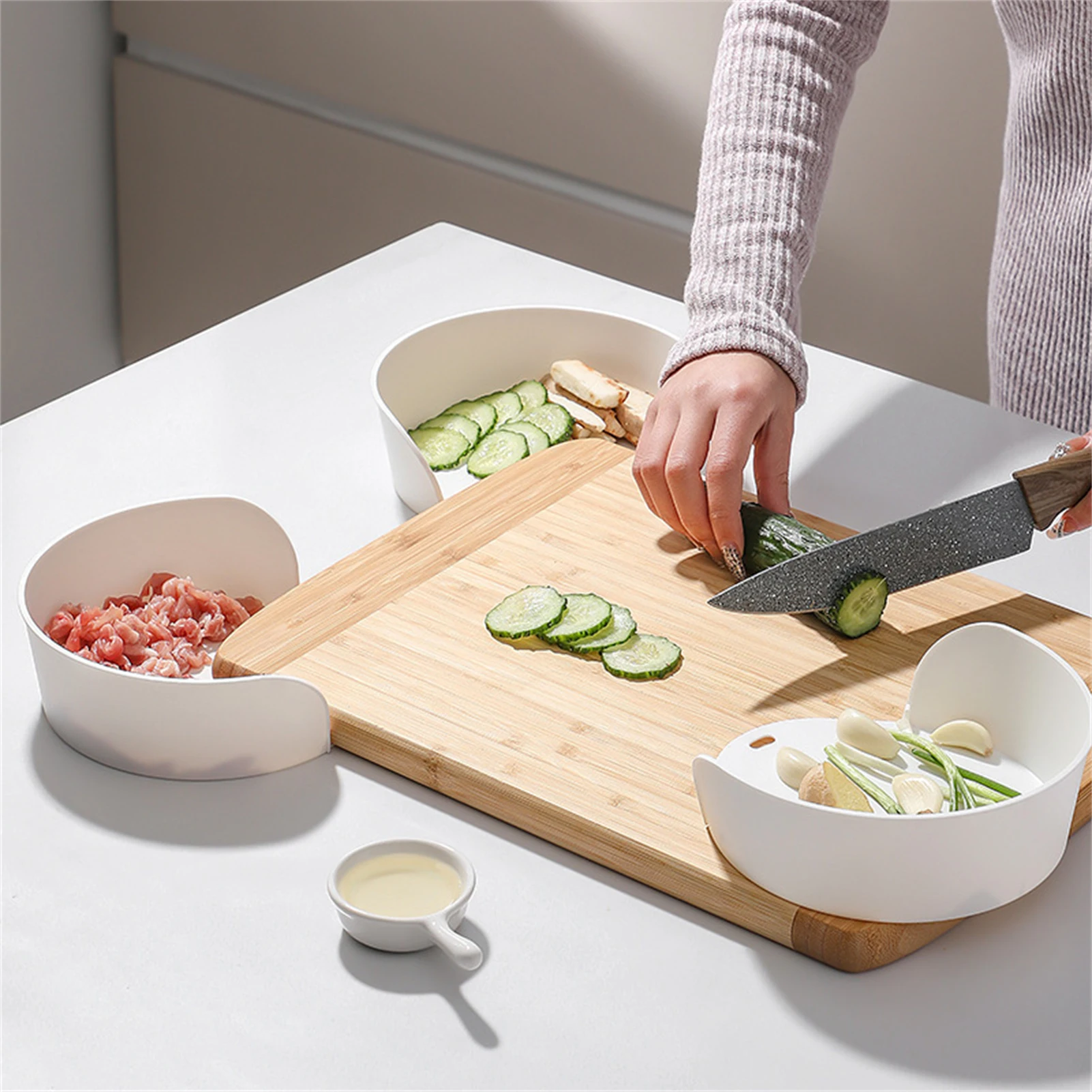 

Food Grade Plastic Ingredient Vegetable Dish Tray Food Preps Bowls Reusable Ingredients Large Saving Space Storage Tray Tool