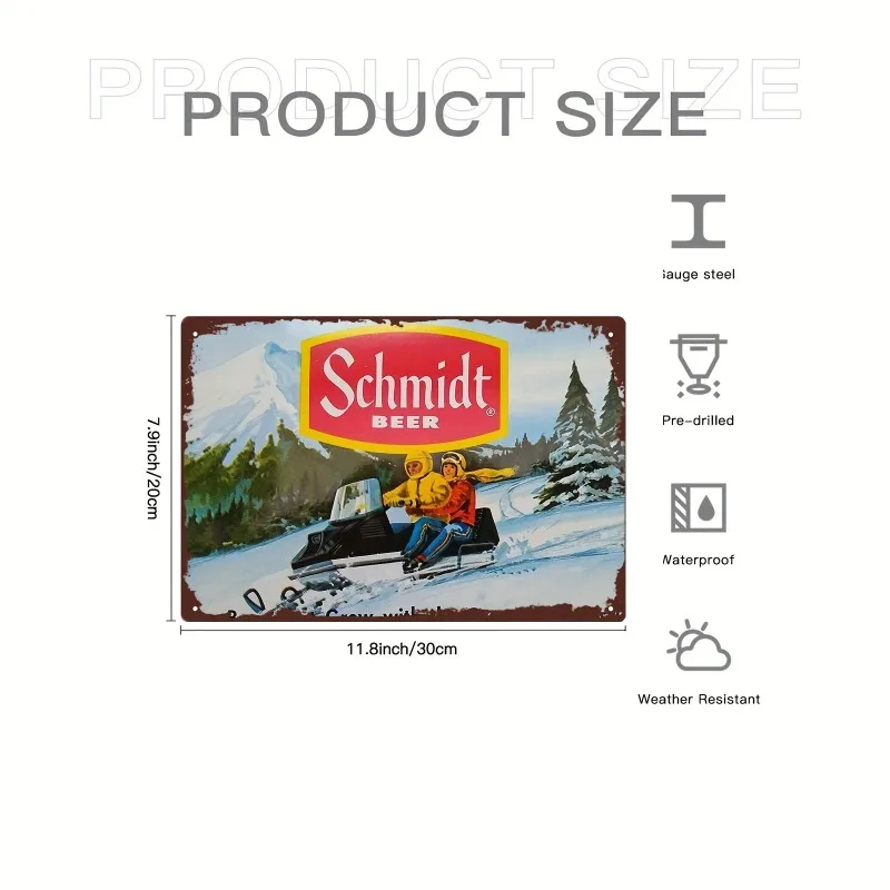 Vintage Schmidt Beer  Snowmobile Metal Sign 8x12 Inch Home Iron Wall Decorations Home Decorations