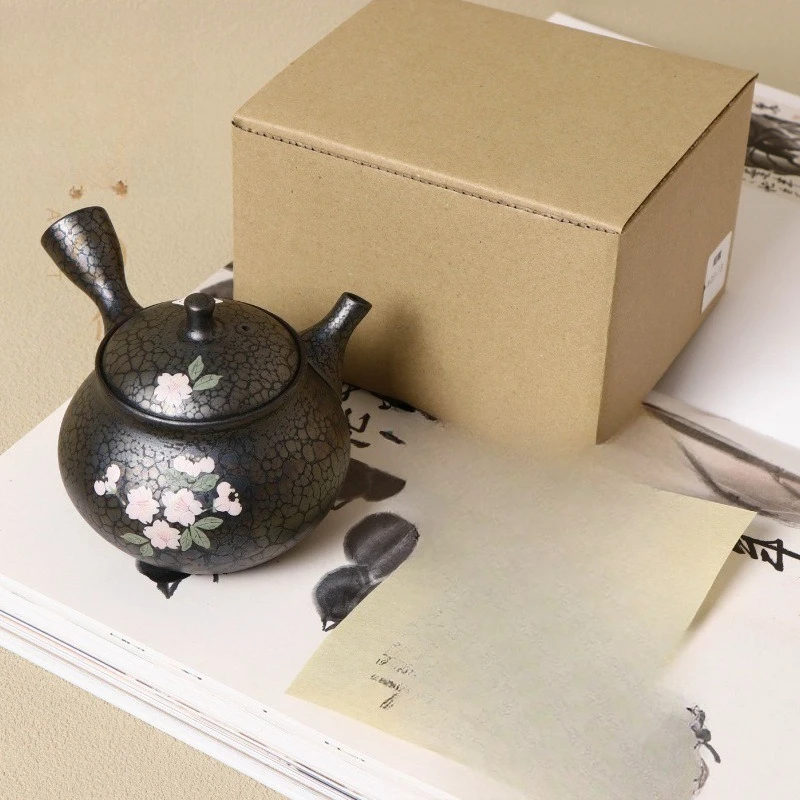 

Patterned teapot Zhaolong's handmade side handle Tianmu urgent need pot