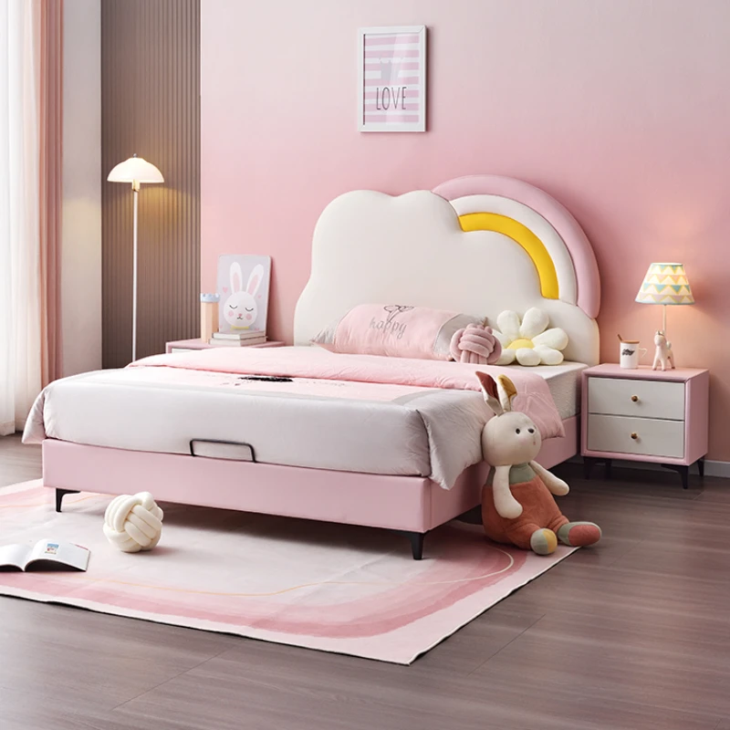 

Girl Wood Bed Bases Frames Kids Aesthetic Modern King Size Children Bed Luxury Princess Twin Cama Matrimonial Bedroom Furniture