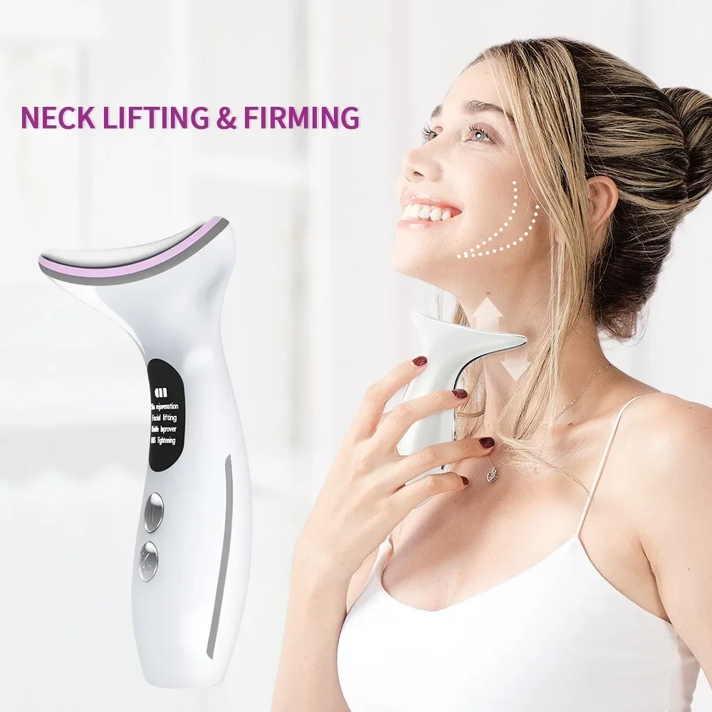 Neck Beauty Device 3-Color Face Lifting Massager Light Firming and Rejuvenating Skin Anti Wrinkle Skin Tightening