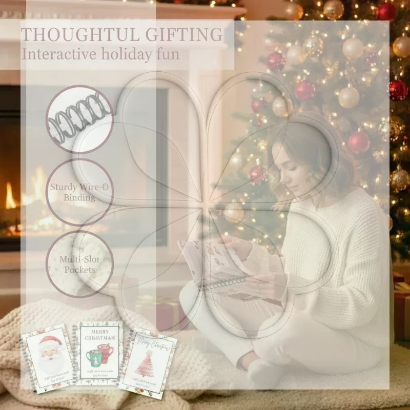 Spiral-Bound Christmas Gift Card Book Premium Thick Paper Durable Holiday Present for Teenagers Festival Party Use