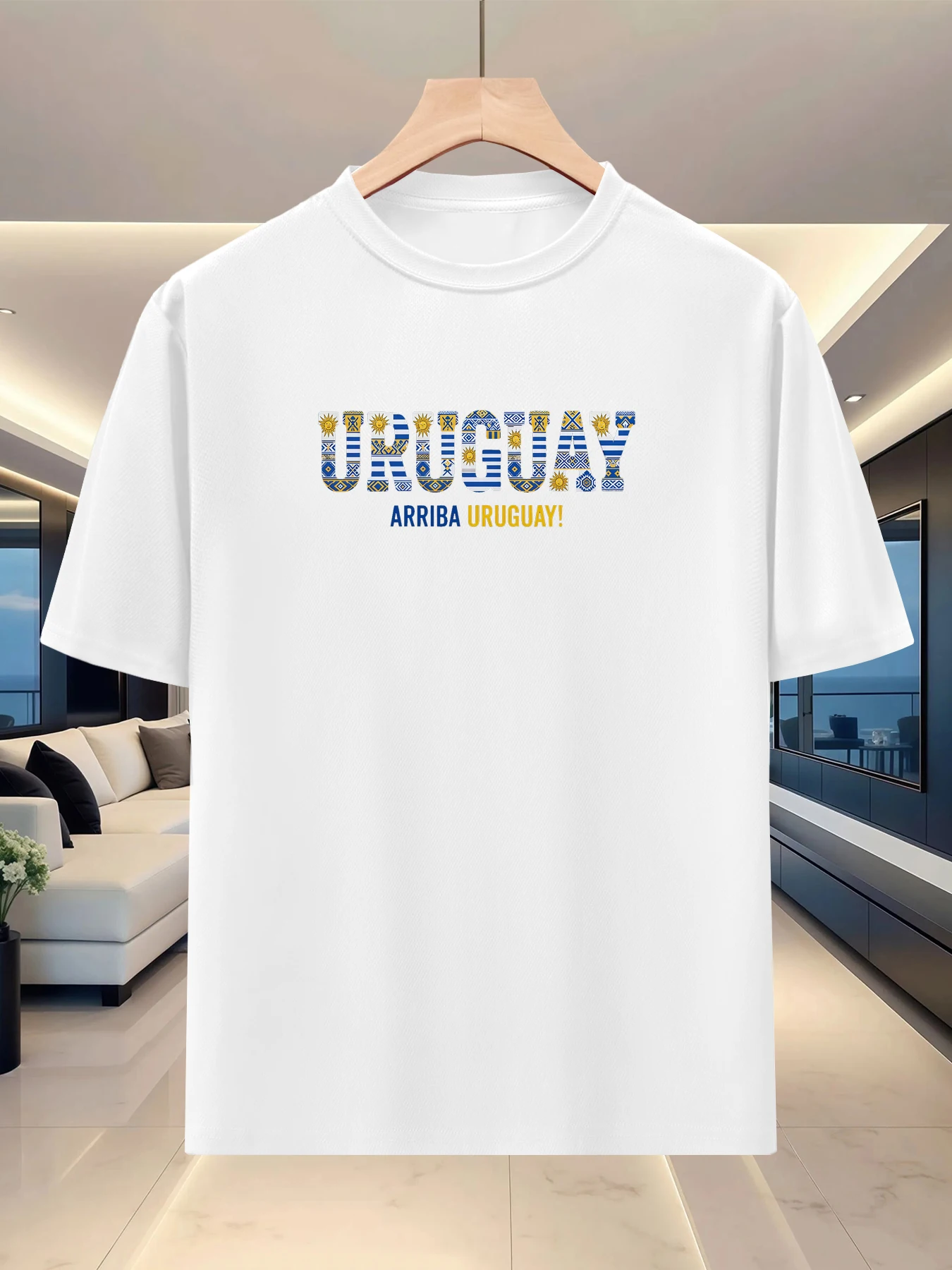 Men's Summer Round-neck Short-Sleeve Casual Sportswear National English Theme Series Printed T-Shirt - Uruguay
