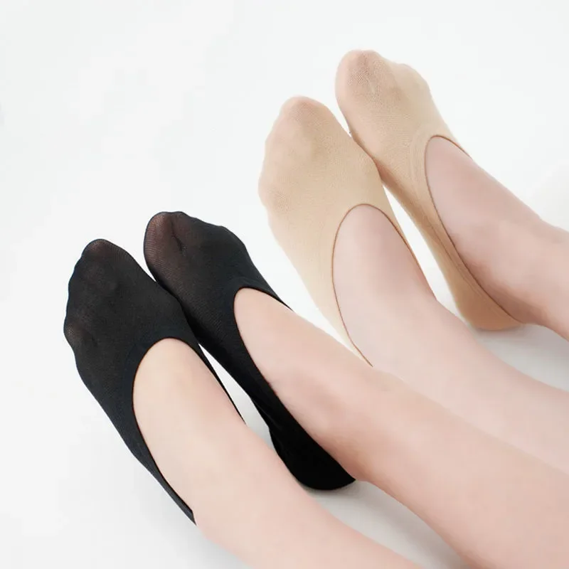 20/40pcs Transparent Invisible Socks Women Summer Thin Boat Socks Non-slip High Heels Slippers Seamless Ice Silk Ankle Sox