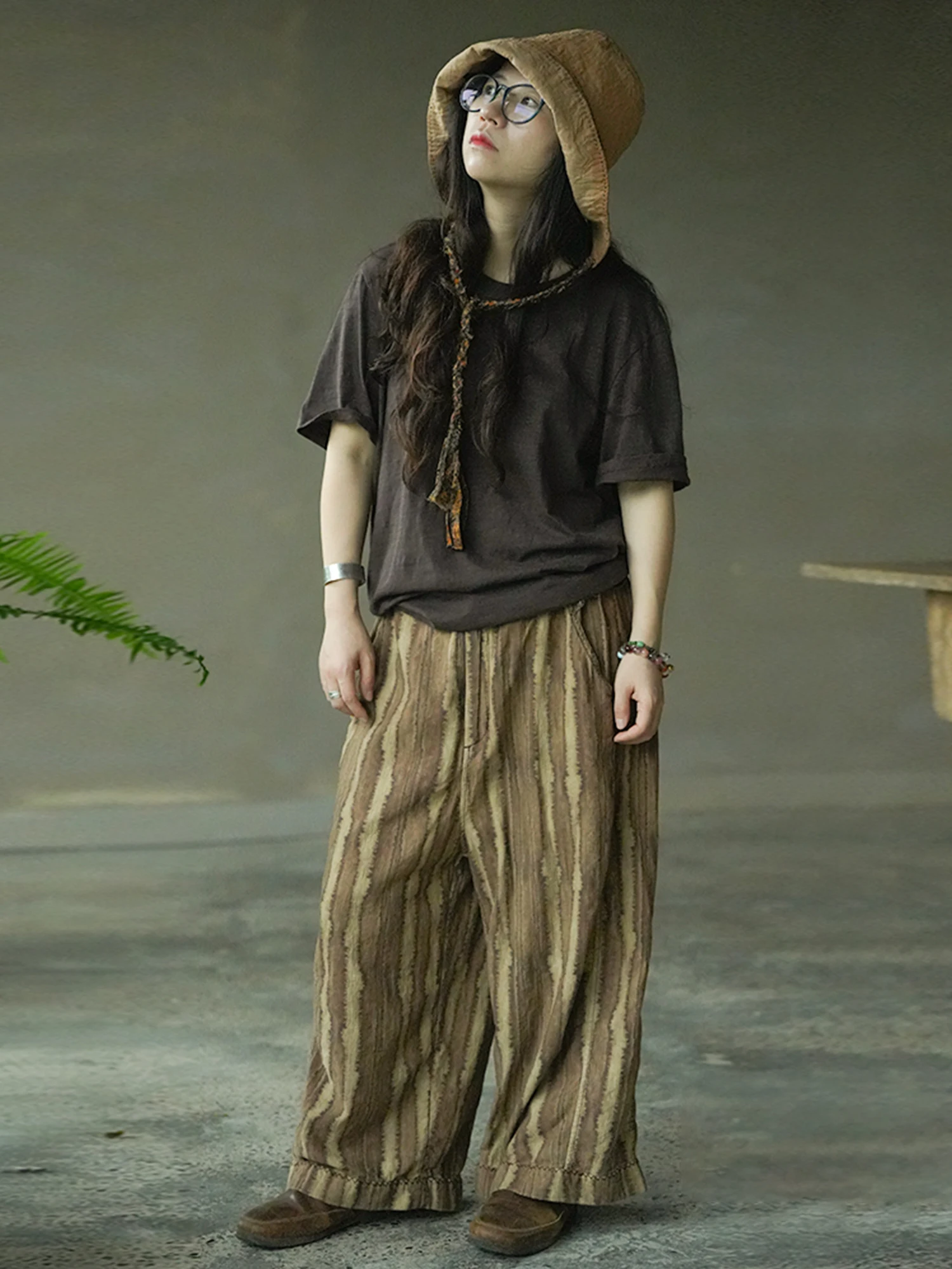 

PengPengHome 5223 повседневные легкие прямые брюки из смеси хлопка и льна, удобные свободные длинные брюки для женщин