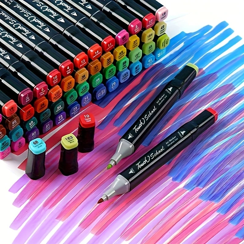 Rotuladores de uso artístico profesional, 12 colores, bolígrafo de fieltro con Alcohol, marcadores para bocetos de Manga, pincel doble, suministros de arte, juego de dibujo