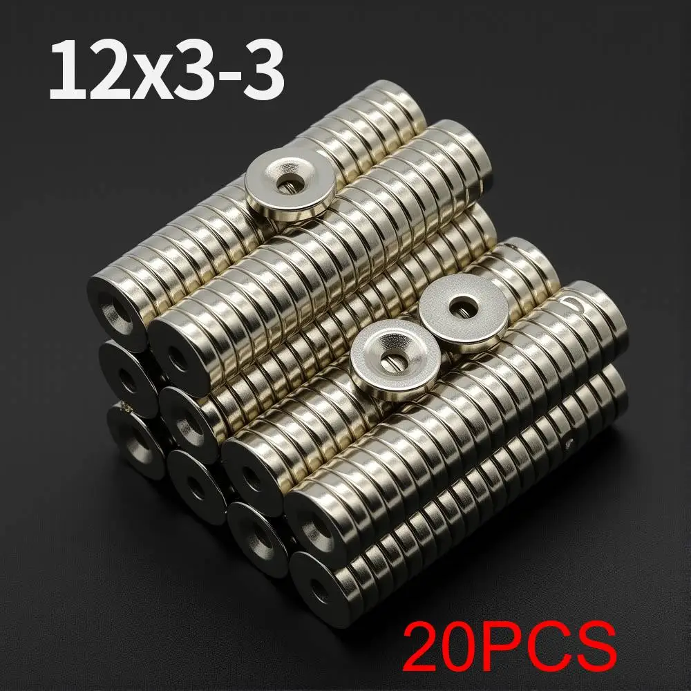 Leistungsstarker Neodym-Magnet mit Löchern N35 NdfeB Permanentmagnet imanes Runde superstarke Kühlschrankmagnete DIY 12x3-3mm 10x3-3