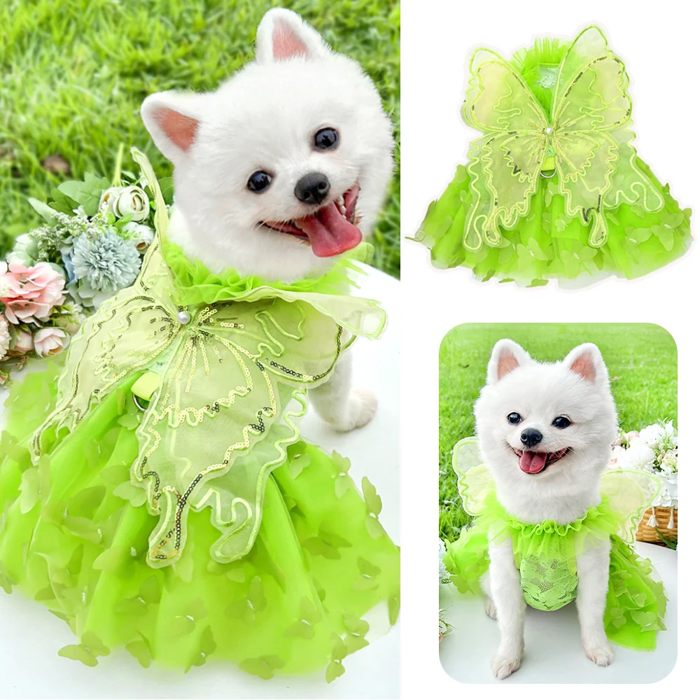 Pet Butterfly Princess Dress For Puppy Kitten Pet Costume Birthday Party Evening Dresses Summer Butterfly Cat Dog Clothes