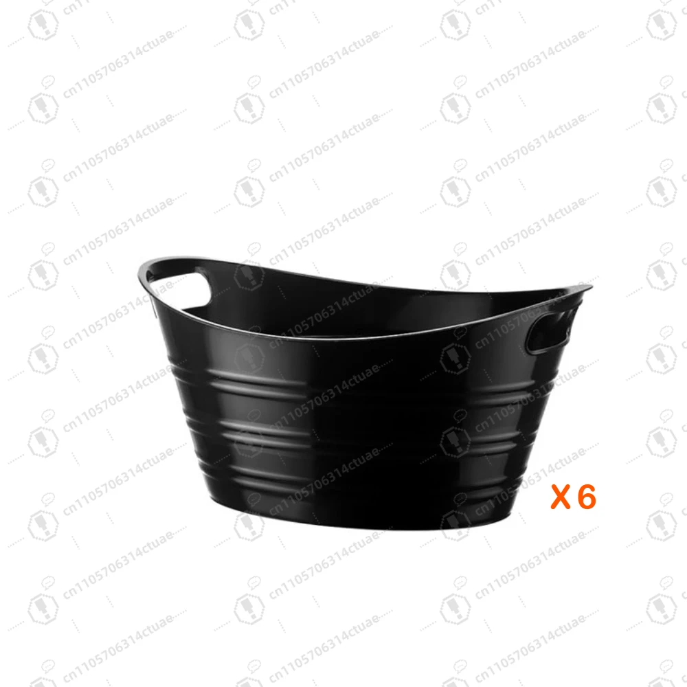 

6 Pcs Plastic Ice Buckets Bulk with Handles 4.5L Oval Storage Tub Large Capacity Ice Drink Bucket for Party Bar Wine Beer