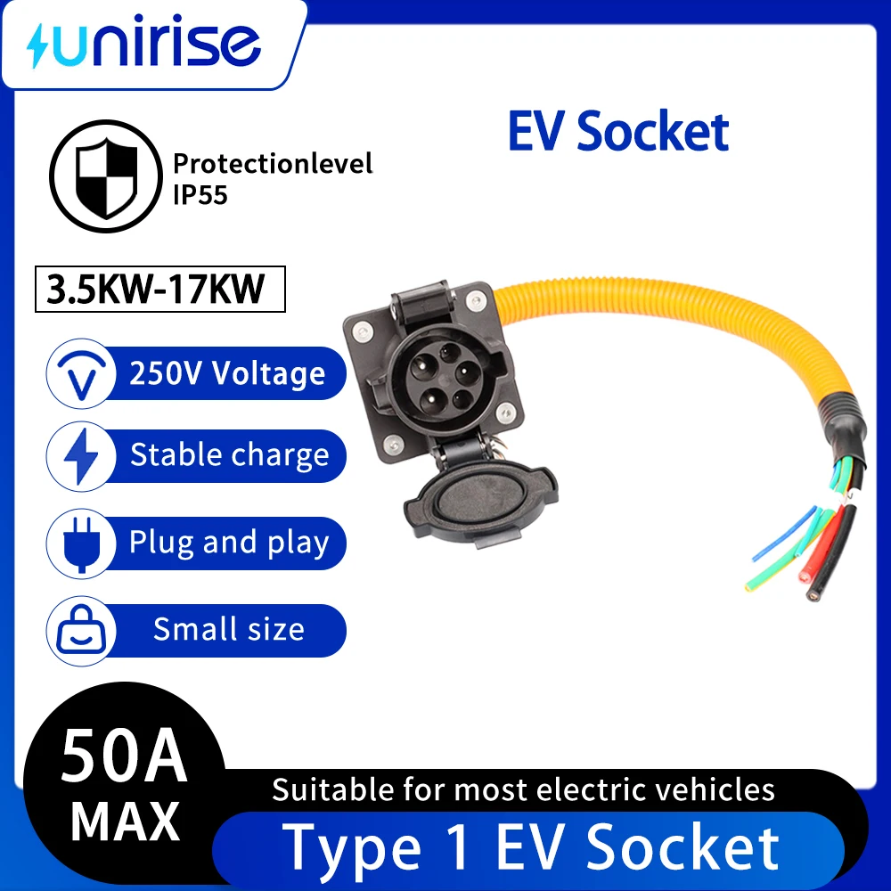 

Type1 SAE J1772 Electric vehicle charging socket 16A 32A 50A EV connector 0.5M 1M Cable USA car charging socket