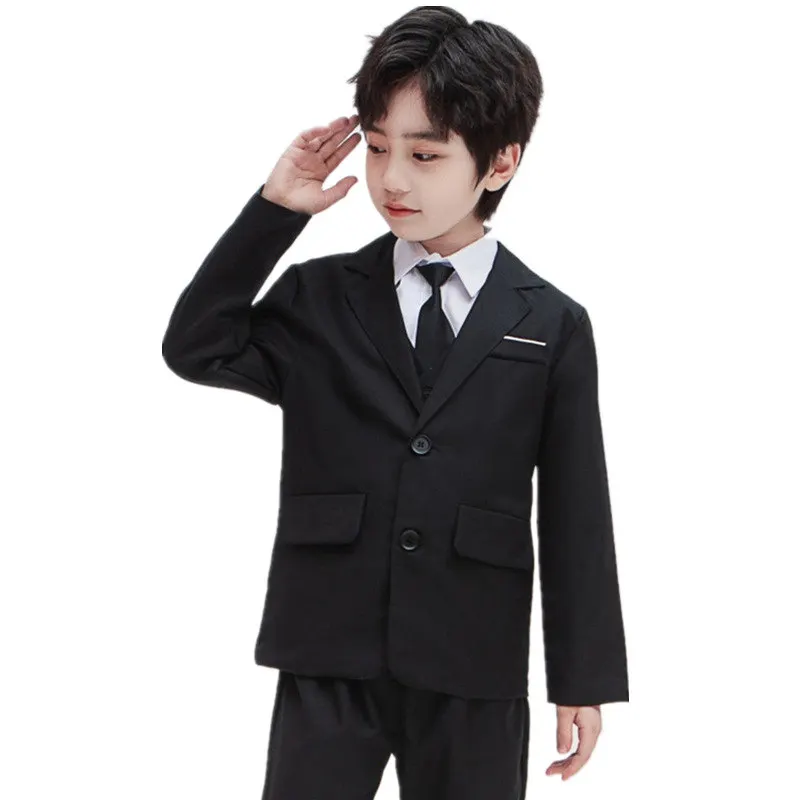 Teen Boys Formal Blazer Jacket for Kids England Style Suit Jacket Piano Performance Coat Tweens Child Black Navy Tuxedo Costumes