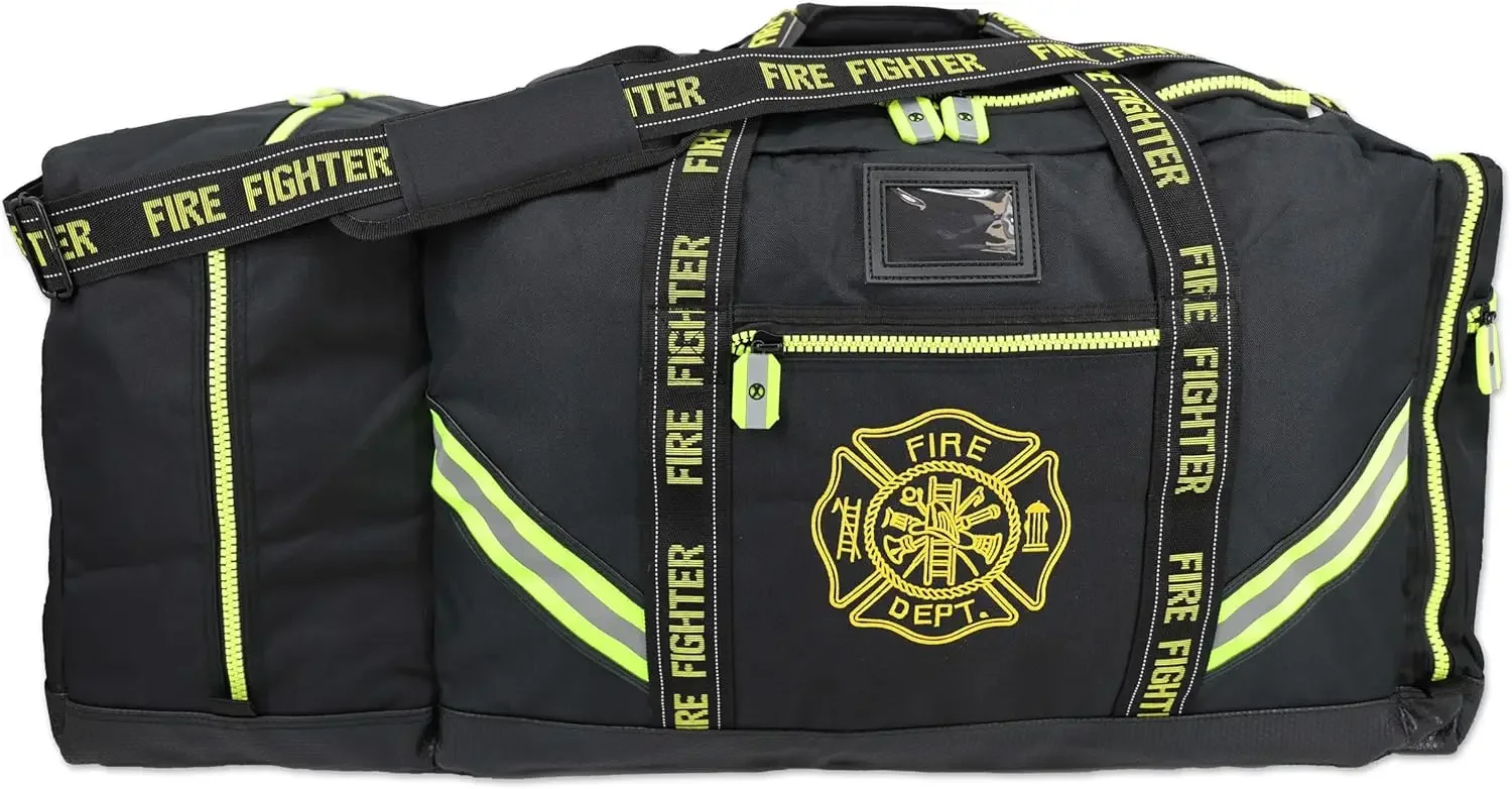 Bolsa de engrenagem de fogo premium 3XL para bombeiro com nome bordado - PRETO