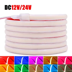 Waterproof COB LED Neon Light Strip 12V 24V 5m 10m 15m 20m 0.5m 320 LEDs Flexible Tape Silicone Tube Lamp Liner Lighting RA90