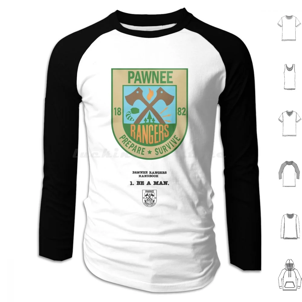 Pawnee Rangers-Crest And Rules-Parks And Rec Hoodies Long Sleeve Parks Rec Recreation Horse Small Little Tiny Ron