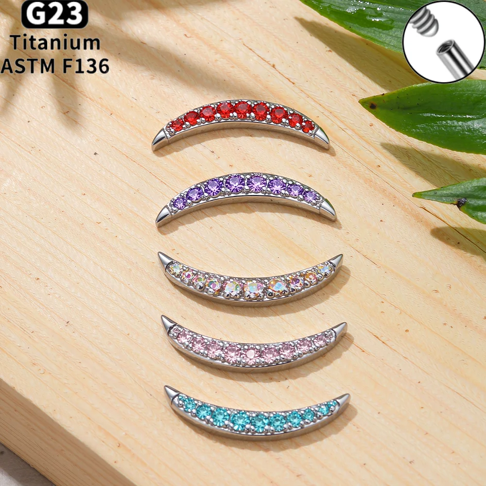 G23 Titan 16G Innengewinde Lippenpiercing-Ringe Zirkonia Halbmond-Labret Tragus Helix Knorpel Nasenschmuck Ohrringe