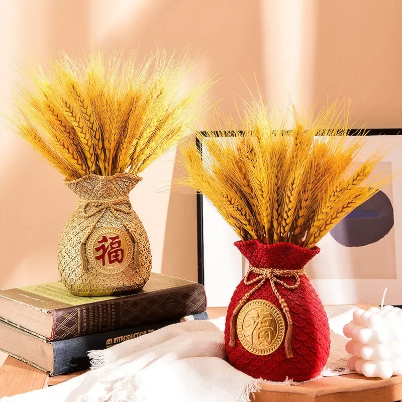 

Chinese Flower Vase Planter Pot Money Bag Shape Fortune Lucky Decorations Accent for Party Wedding Living Room Decor Gift Dorm