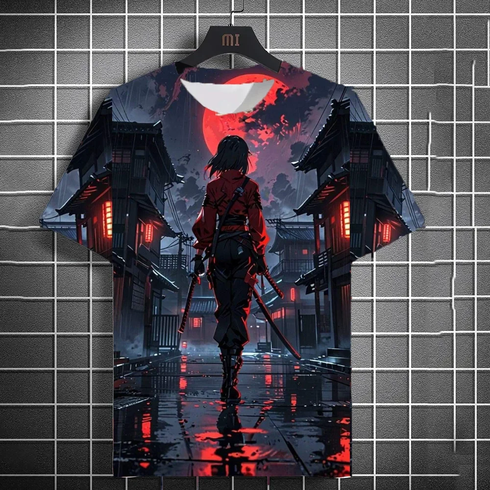 

Japanese Samurai Girl 3D Print Sports Quick Dry Breathable Men T-shirt Harajuku Street Casual Cute Fashion Short Sleeve Clothing