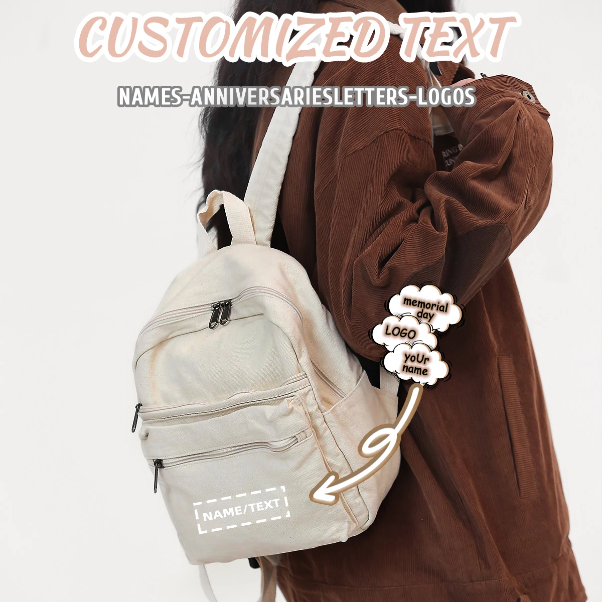 

Custom Logo Japanese-Style Washed Canvas Vintage Small Backpack for Female College Students Trendy Casual Versatile Mini Hiking Backpack Personalized DIY