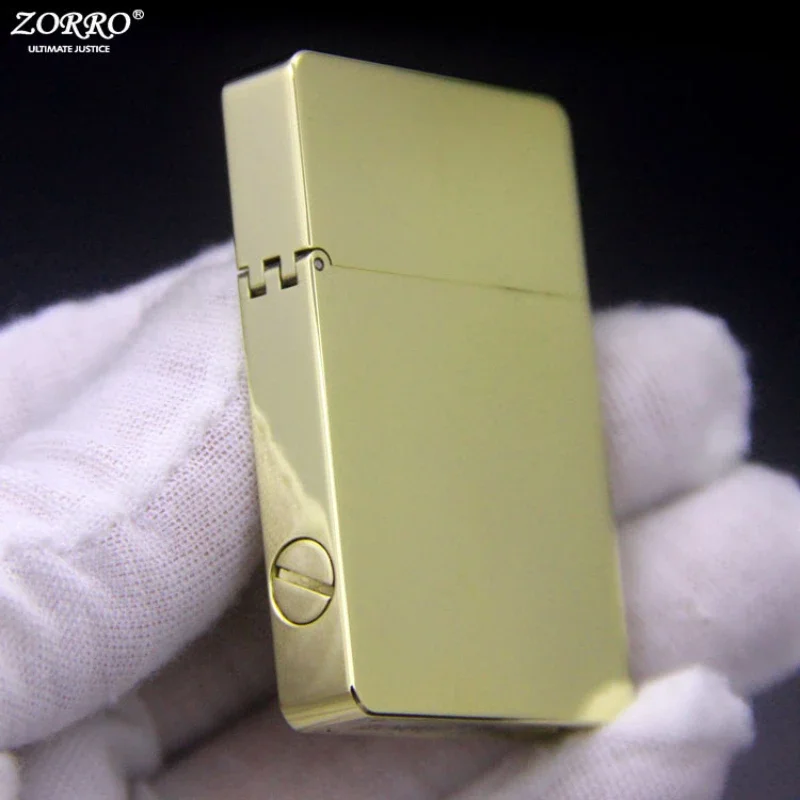 ZORRO Special-shaped Brass Armor Kerosene Lighter Small Gold Brick Shape High-end Exquisite Kerosene Lighter Men\'s Gift