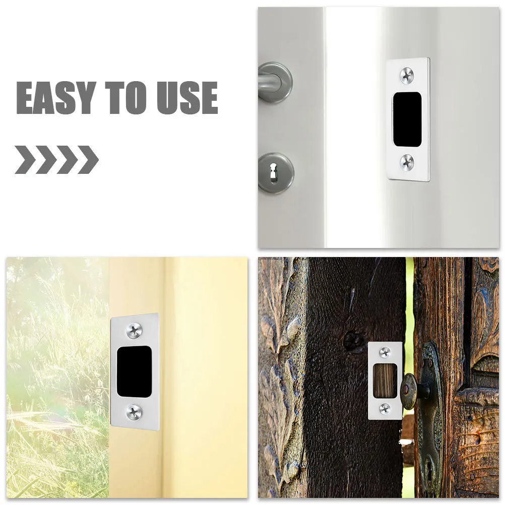 

4Pcs Stainless Steel Deadbolt Cover Plates Door Strike Plates Door Reinforcement Kit for Repair and Maintenance