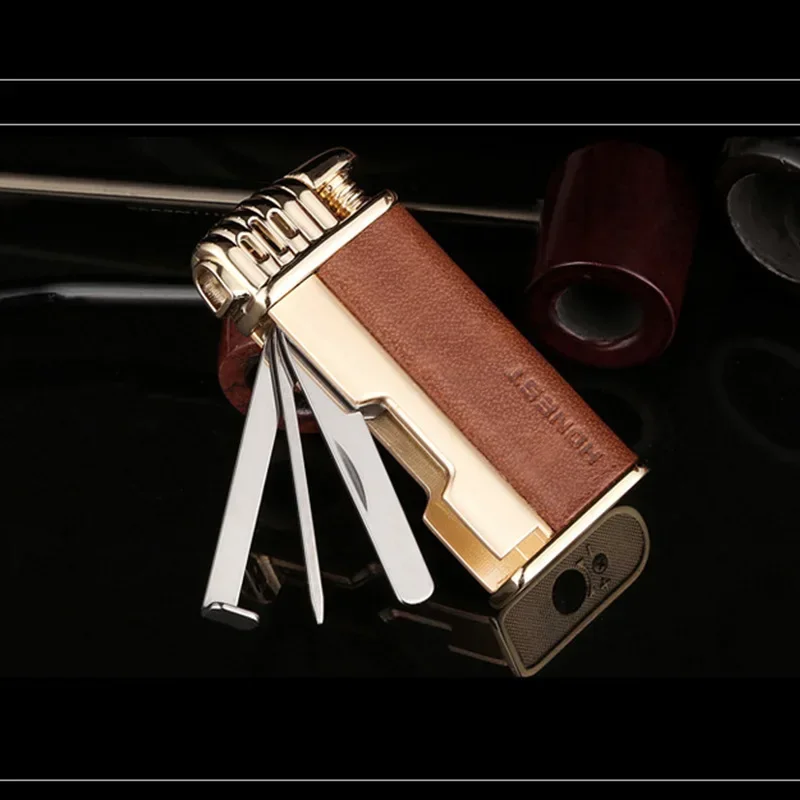 Butane Jet Lighter WIth Pipe Tool Pipe Rod Lighter Men Compact Butane Cigarette Accessories Cigar Lighter NO GAS Gadgets For Man