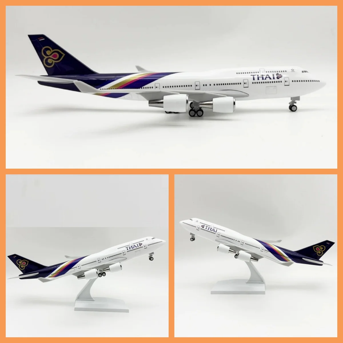 

Plane Model 30CM Thai Airways 747 B747 airplane toys for child Resin Airways With Stand Diecast Model Aircraft Parts Display
