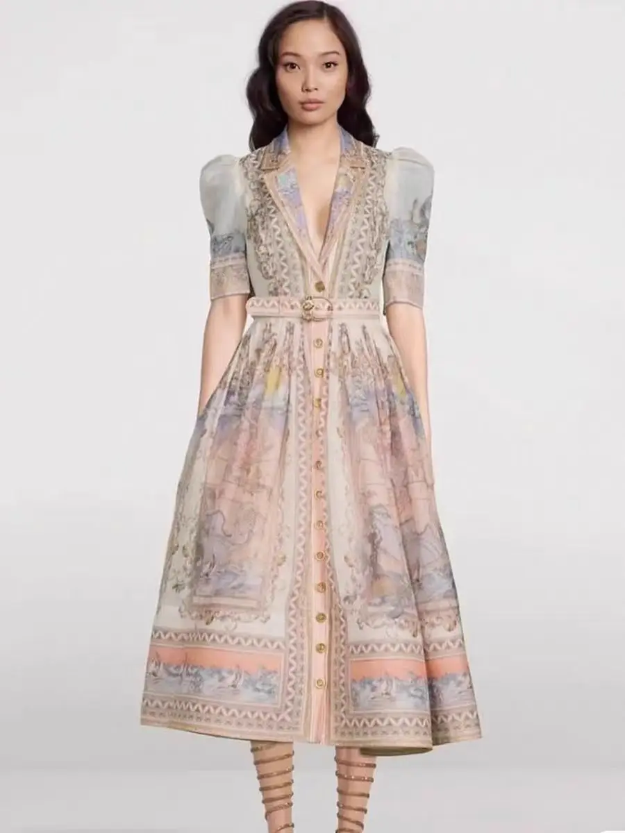 

Women's Dress Floral Linen Elegant Long Dresses Casual Vacation Beach Party Dresses Woman Clothing Summer Skirts for Women 2025